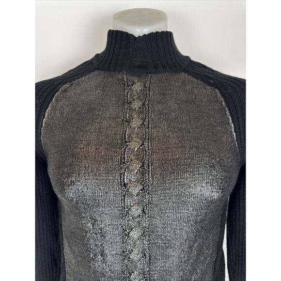 Versace Black Argyle Ribbed Knit Sweater Pullover Women Size M - Picture 2 of 8